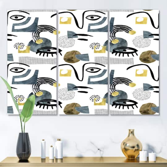Designart - Collage of Eyes & Doodles In Contemporary Style I